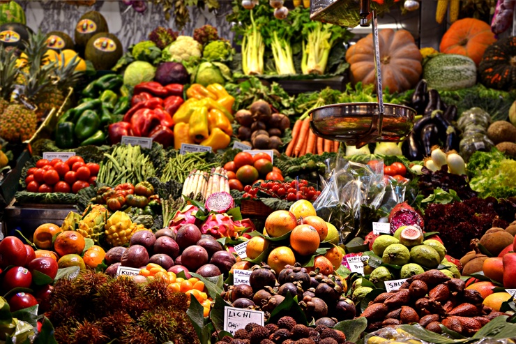 Fresh fruit and vegetables in a market