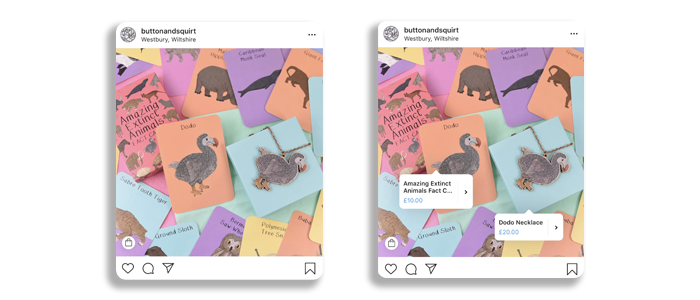 Button & Squirt Shopping Tags on Instagram