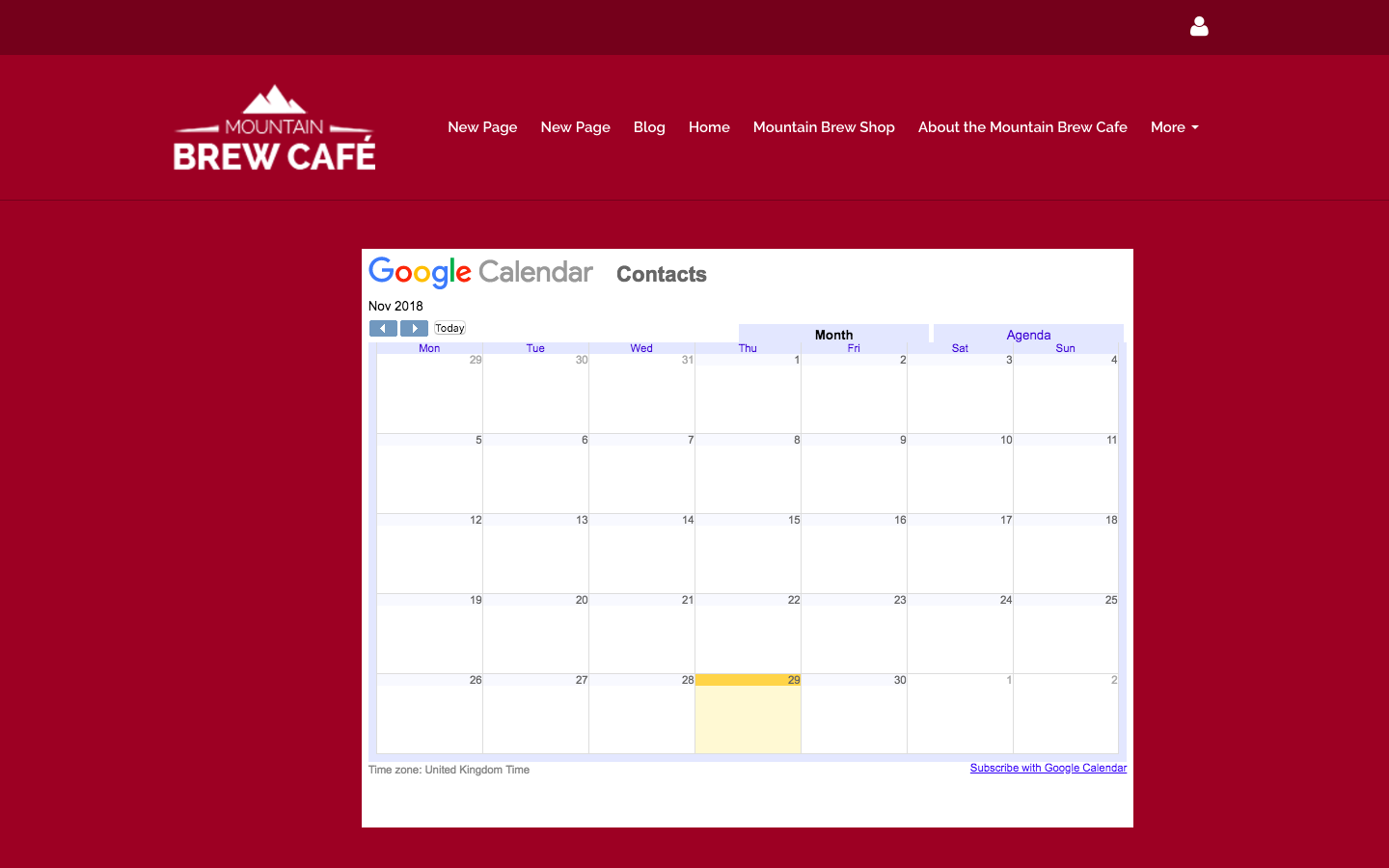 Google Calendar Webpage