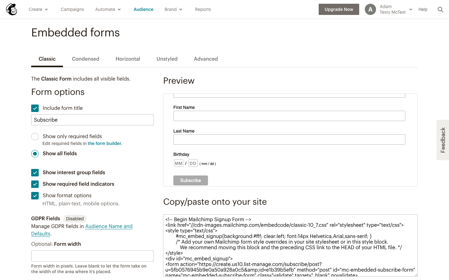 Create A Form In Mailchimp