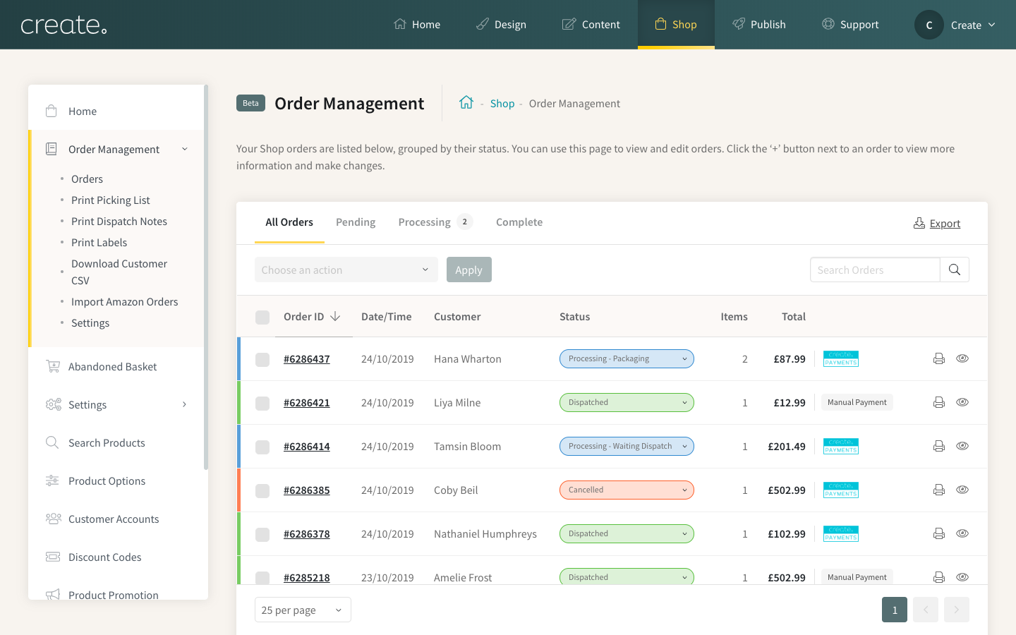 Order Management - Adding and Deleting Products 