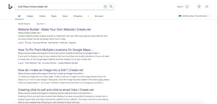 Site search in Bing
