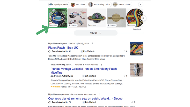 Patches Emporium Google Shopping Listing