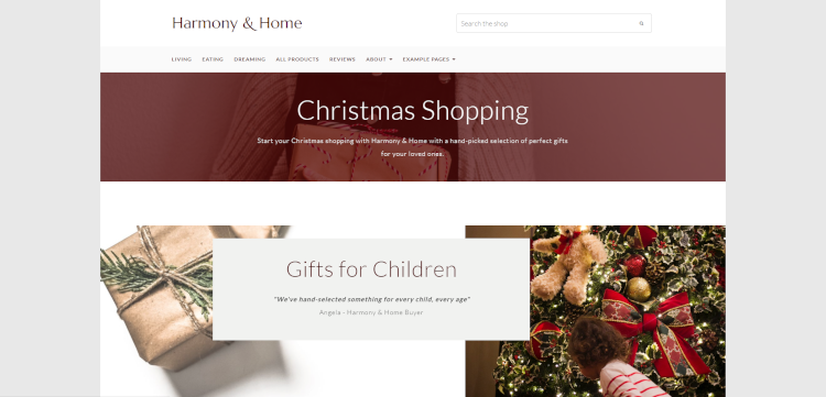 Landing page promoting Christmas Gifts