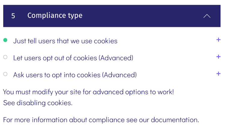Cookie Consent Compliance Type