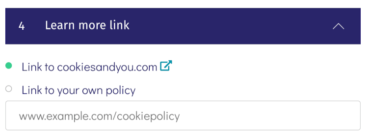 Cookie Consent Learn More Link Options