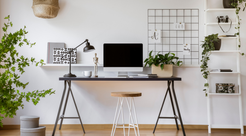 Organised desk with appliances switched off