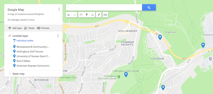 Google map with multiple locations pinpointed