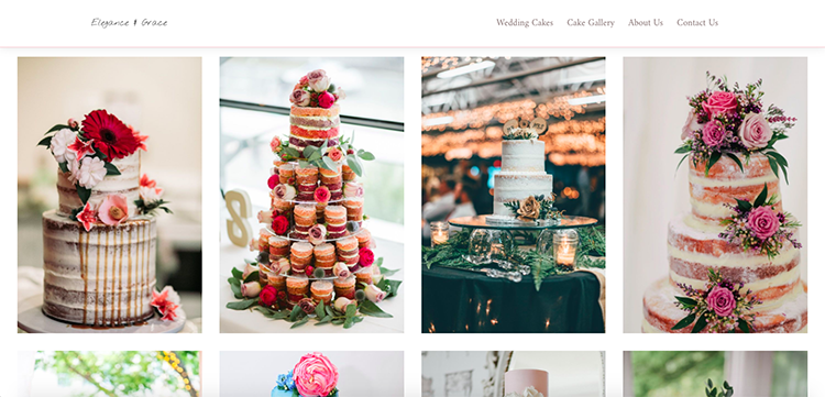 Gallery Page Cake Website Example