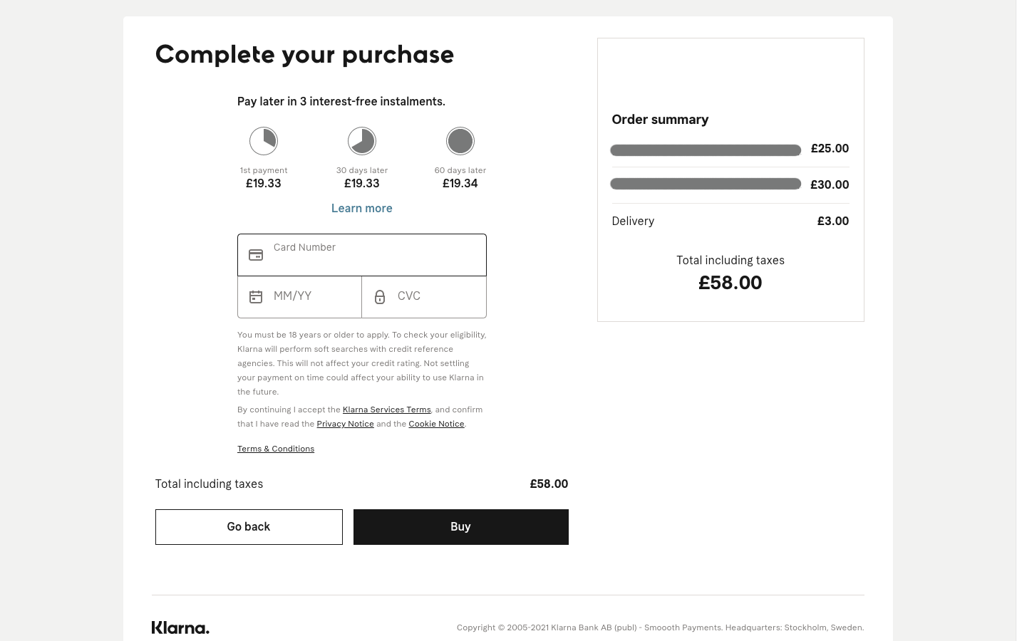 Klarna 3 Month Payment Breakdown