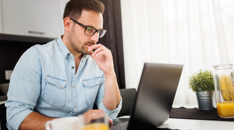 A person researching their online carbon footprint