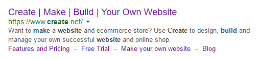 Example of sitelinks in the search engine results pages