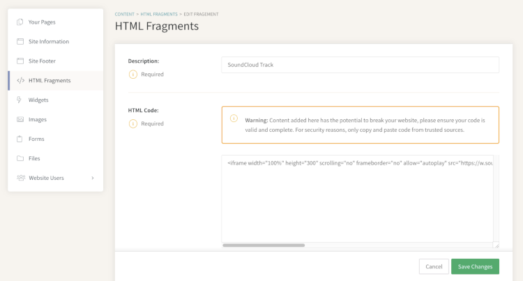 Building a Soundcloud HTML Fragment for your website