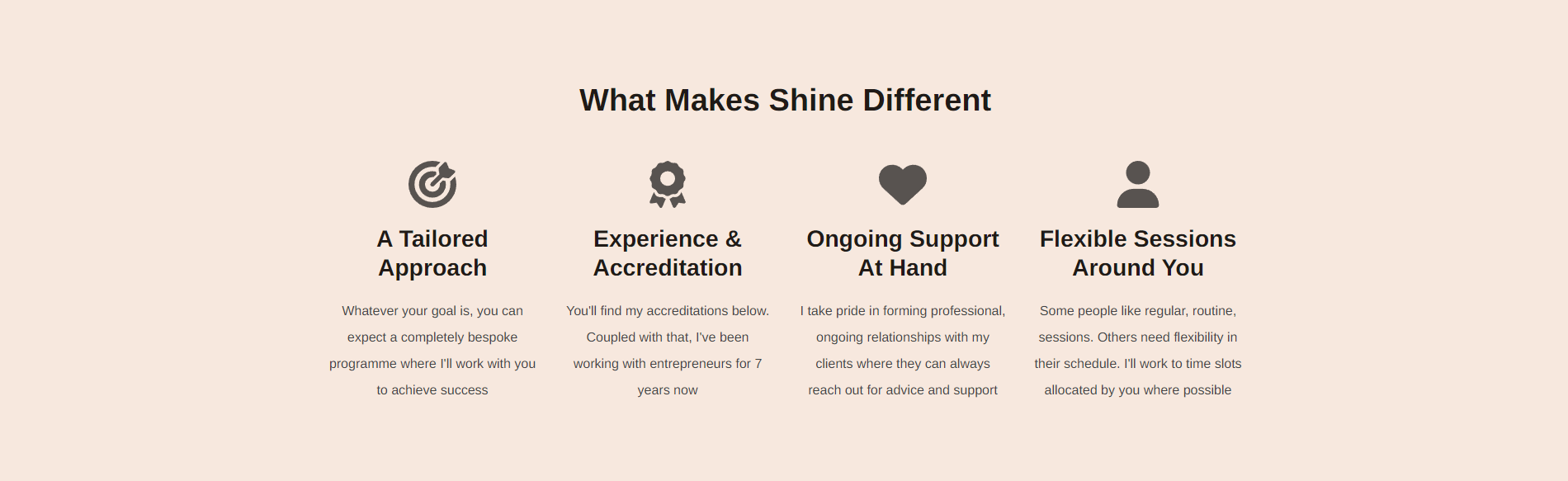 Shine Icon Block Featuring Unique Selling Points