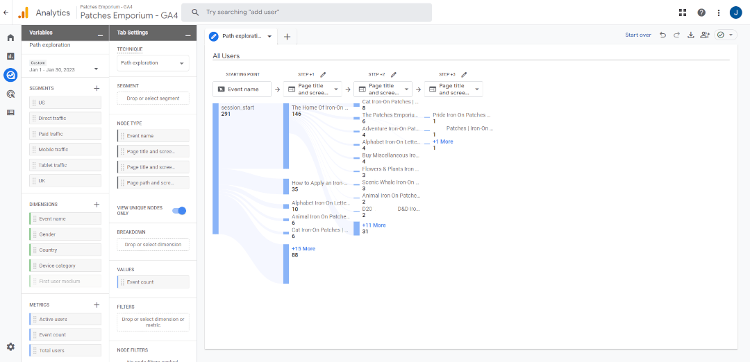 The Explore Report in Google Analytics 4