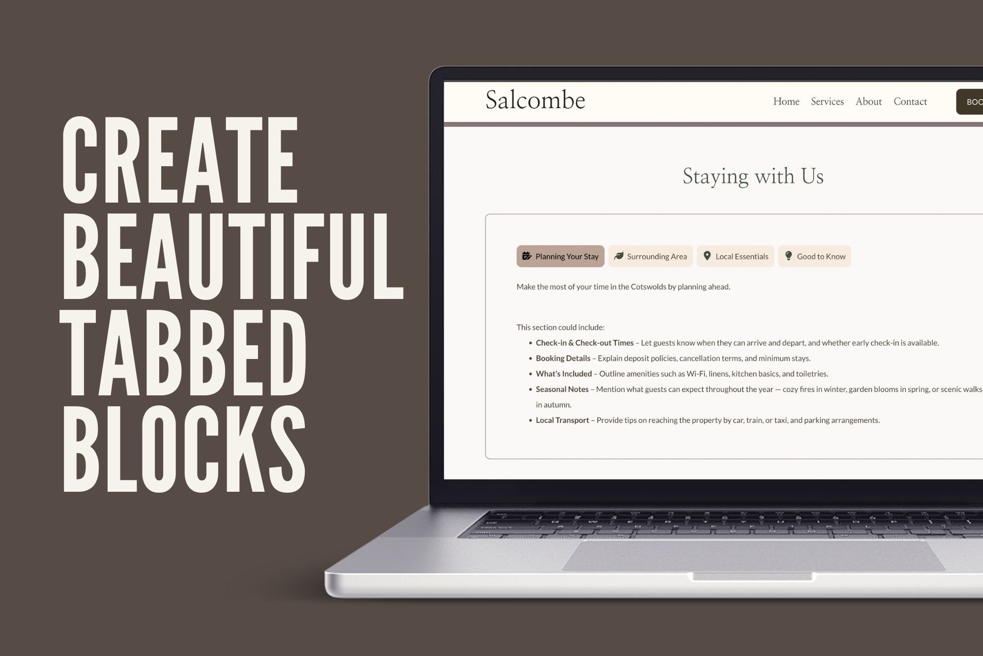 Organise your content with tabbed information content