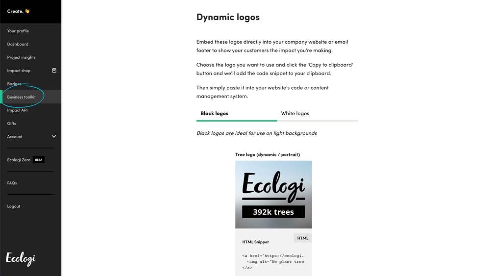 How To Get Your Dynamic Ecologi Badge Code