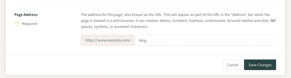 screenshot of the blog file name settings area