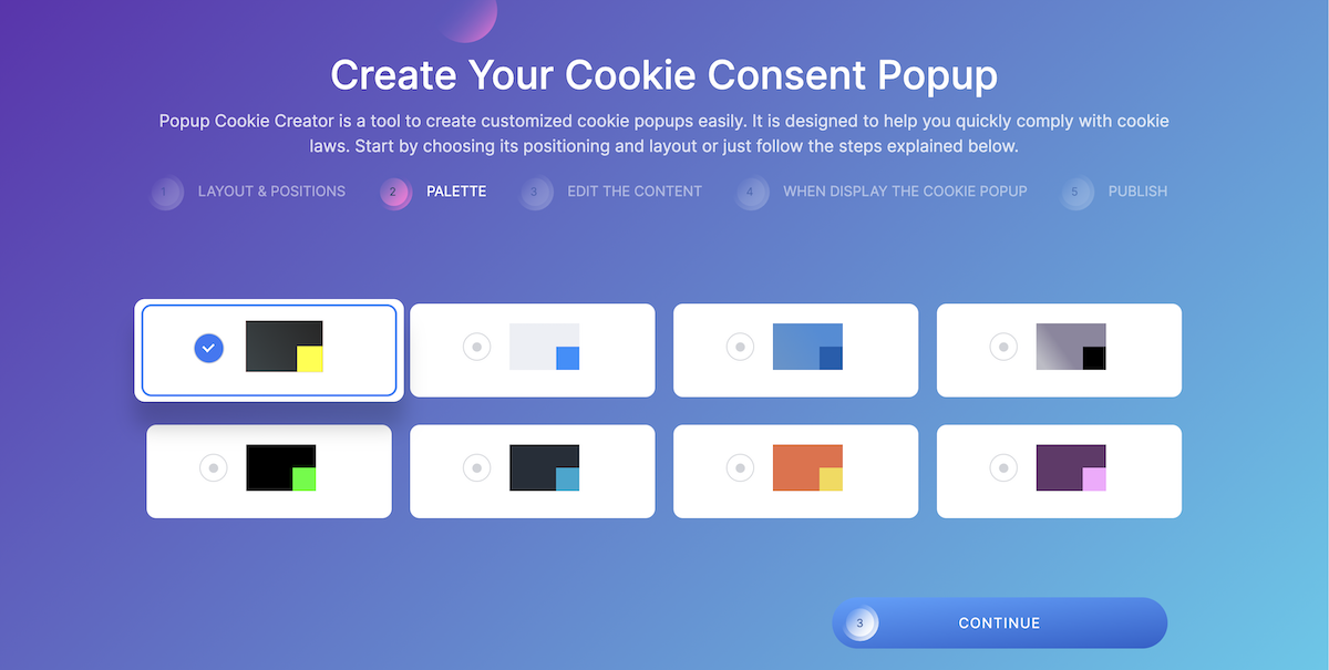 Popupsmart Cookie Consent colour select