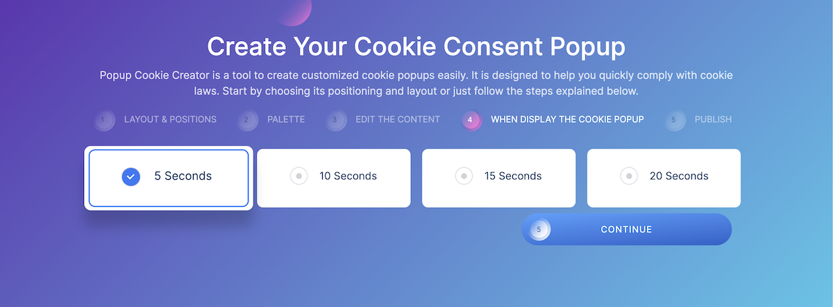 Popupsmart Cookie Consent timer display
