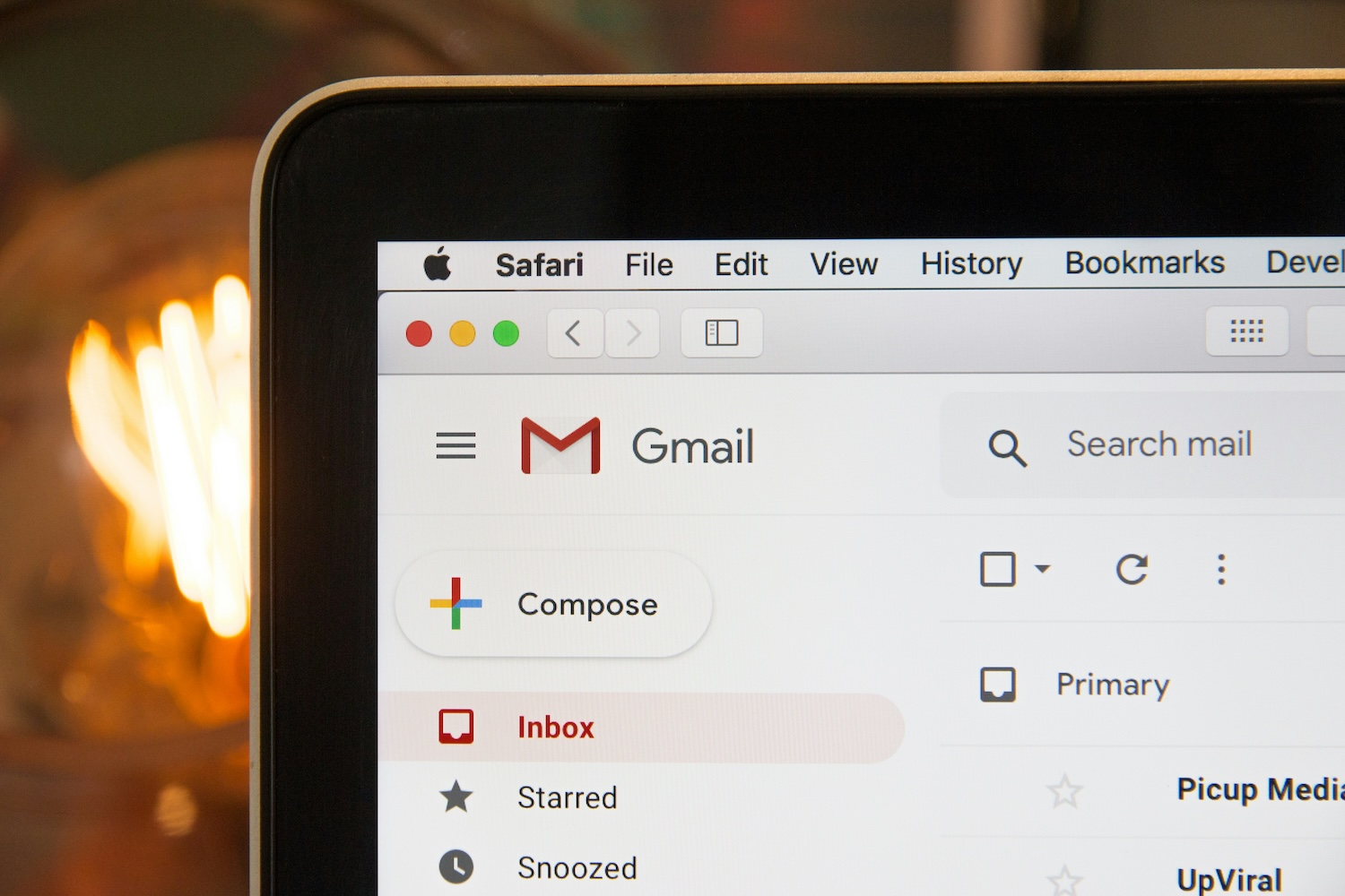 Gmail in a browser window on an open laptop screen