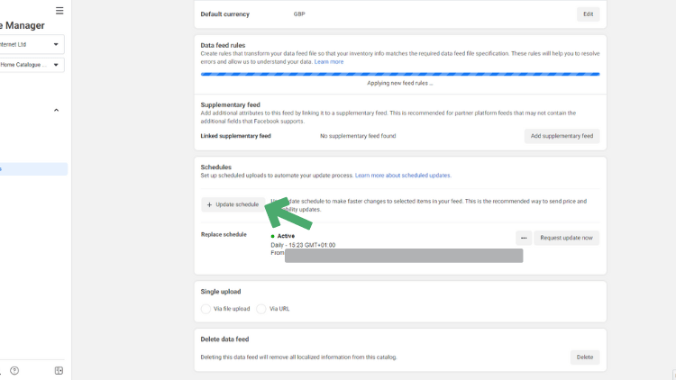 Data Sources Settings + Update Schedule