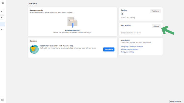 Add Data Sources in Meta Commerce Manager