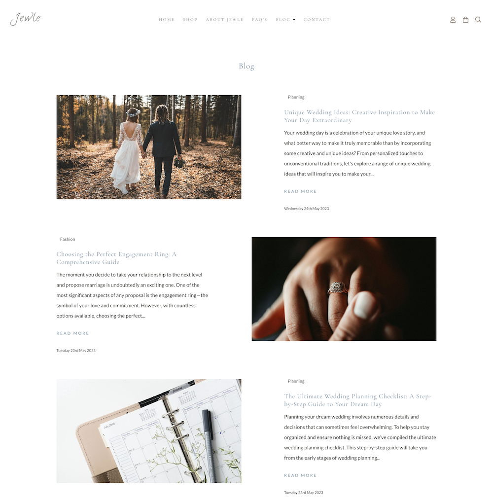 example of the new blog in a grid layout